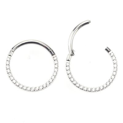 China Hiphop Newst Claw Setting Hinged Stainless Steel And Titanium Nose Segment Ring for sale