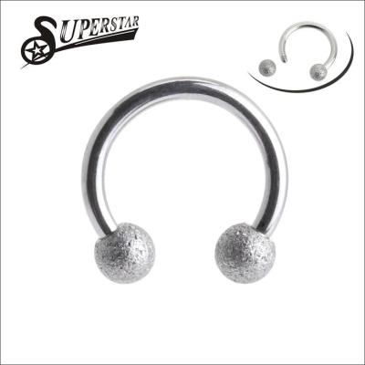 China Fashionable Color 316L Stainless Steel Circular Barbell, Body Piercing Horseshoe Jewelry With Sandy Ball for sale