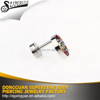 China Fashionable Popular Approved 316 Stainless Steel Crystal Earrings Surgical Steel Cheater Tapers Jewelry for sale