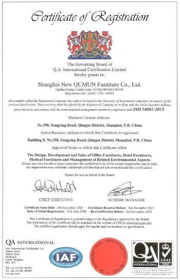 ISO14001 - Shanghai New Qumun Furniture Co., Ltd.