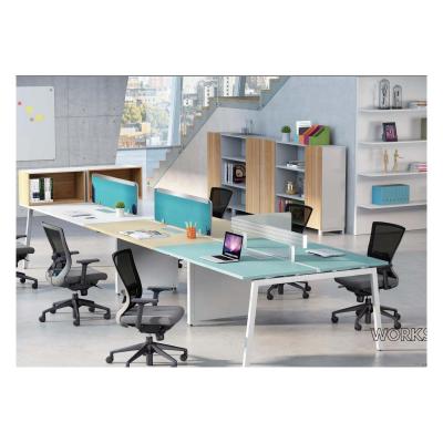 China Modern open office Workstation Desk with desk mounted fabric panel for sale