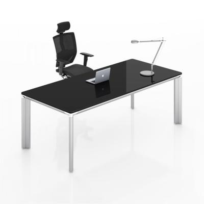 China Commercial Furniture Office Glass Top Office Desk Style Modern Working Desk Te koop