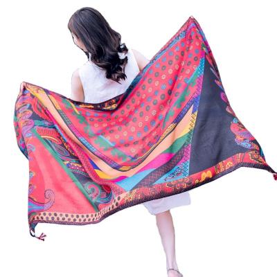 China 2022 Sale Beach Scarf Print Beach Sarongs Summer Women Beach Wear Shawls Soft Smooth Warm Light Silk Scarves Cover Up Scarves for sale