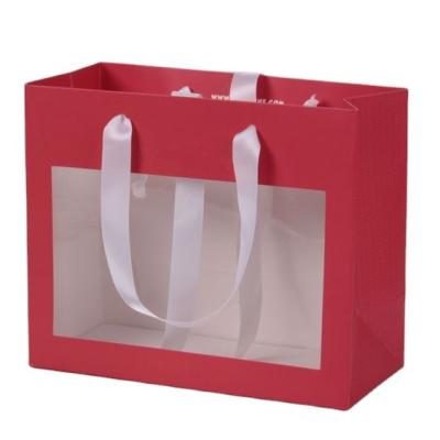 China Modern Wholesale Custom Californ Logo Tote Bag Kraft Paper Bag With Clear Window for sale