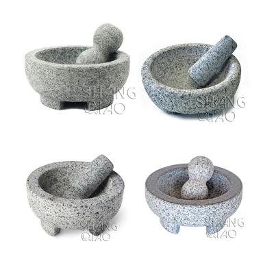 China Sustainable Hot Selling Natural Granite Molcajete Guacamole Mortar And Pestle Molcajete Mexican for sale