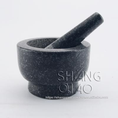 China Durable 6 Inch Granite Molcajete Heavy Duty Mortar And Pestle Made Of 100% Granite for sale