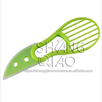 China Viable Multifunctional Plastic Avocado Slicer-Pitter Tool 3-In-1 Avocado Slicer for sale