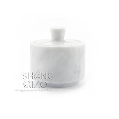 China Sustainable Classic Design Sustainable Kitchen Tools Chic Modern Herb Container Natural Marble Salt Cellar for sale