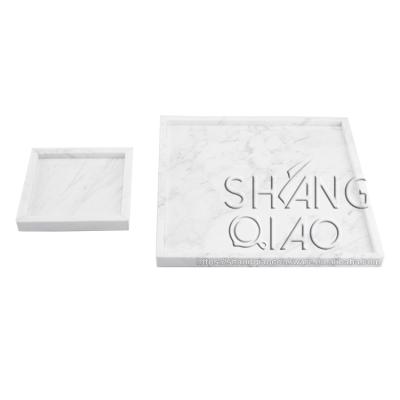 China Viable White Marble Bathroom Tray Toilet Tank Storage Tray/Resin Kitchen Sink Trays Vanity Countertops Organizer for sale