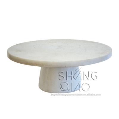 China Sustainable Hot Selling Stone Kitchenware Serving Tools Cake Stand White Marble Cake Stand for sale