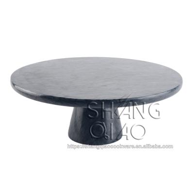 China Sustainable Hot Selling Stone Kitchenware Serving Tools Black Cake Stand Marble Cake Stand Black for sale