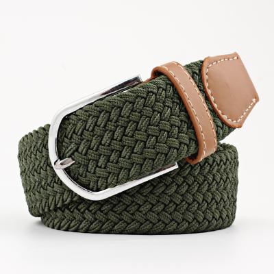 China Pin Buckle Belt Woven Canvas High Tenacity Women Men Casual Knitted Elastic Braided Belts for sale