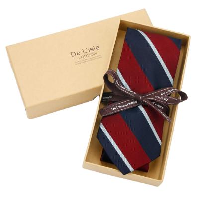 China 100% Handmade Silk Tie Set 100% Handmade Red Striped Man Business Casual Gift Boxes for sale