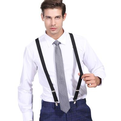 China Handmade Clip Work Apron For Wedding Custom Design Logo 4 Clips Button Elastic Pants Brace Suspenders Belt For Men for sale