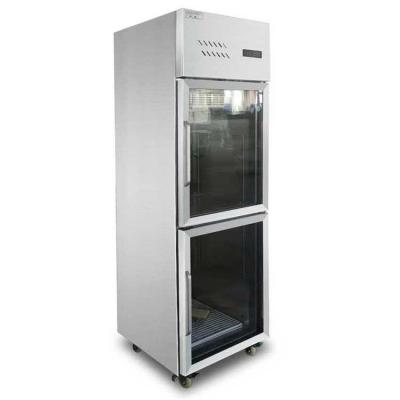 China COMPRESSOR Two Door Stainless Steel Display Freezer Commercial Kitchen Equipment Refrigerator for sale