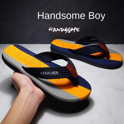 China 2022 New Fashion Summer Anti-slippery Beach Men's Outdoor Slippers Color Matching Flip Flops Men's Non-slip Slippers for sale