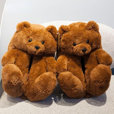 China Recyclable Teddy Bear Slippers Teddy Bear Slippers Multicolor Home Plush Padded Cotton Warm Shoes for sale