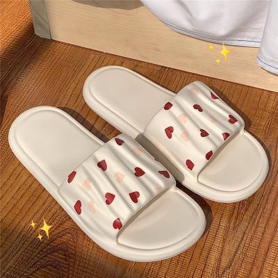 China New summer Korean version of students home deodorant anti-skid bathroom indoor slippers soft women's wind love slippers Central Institute of Statistics for sale