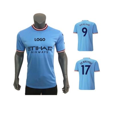 China 2022 2023 Wholesale Quick Dry DE BRUYNE HAALAND City Soccer Jerseys Customize Mens HOMME AGUEROOOO Football Shirt FODEN GREALISH MAHREZ for sale