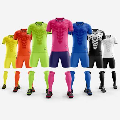 China High Quality Quick Dry Football Sets Team Customized Blank Red Sublimation Soccer Jersey Kit Men Kids Orange Blue Black Sportswear for sale