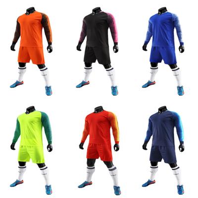 China New Style Quick Dry Long Sleeves Soccer Uniform Custom Designs Men Kids Soccer Training Top Team Goalkeeper Blank Soccer Jersey Kit for sale