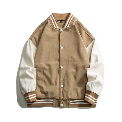 China Street Baseball Jacket Solid Color Wool Bomber Men's Breathable Unisex Satin American Casual Baseball Jacket for sale