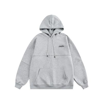 China Anti-wrinkle Spring Solid Color Hoodie Japanese Letter Embroidery Decoration Couples Casual Simple Sweatwear Men 2023 for sale