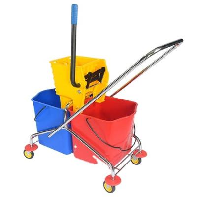 China Luxury Plating Sustainable Double Down Single Broom Wringer Plastic Mop Bucket Vehicle Floor Mop Bucket Cleaning All-Season for sale