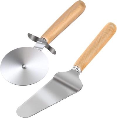 China Factory Stocked Wholesale Stainless Steel Pizza Cutter Wheel Serving Set for sale