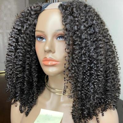 China Natural Curl 1*3 2*4 Color Bob U Part Hair Wigs 100% Virgin Brazilian Curly Kinky Curly Human Hair Wigs for sale