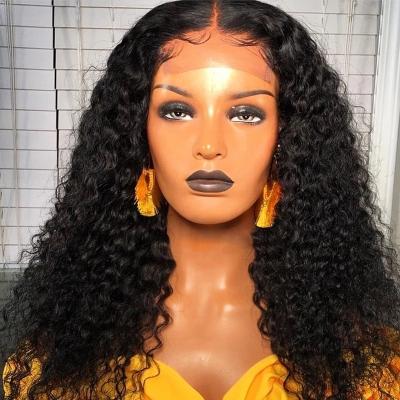 China Deep Wave Deep Wave Human Hair Wigs 4*4 Lace Closure Wigs With Baby Hair Brazilian Hair Wigs for sale