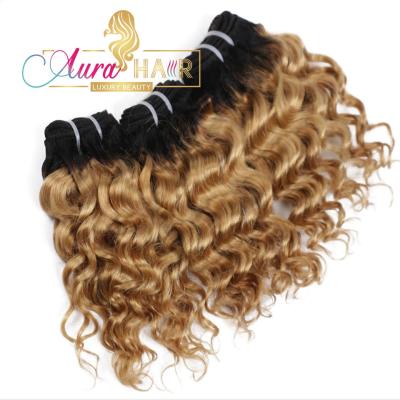 China Deep Wave Brazilian Hair Extensions Deep Wave Bundle 1b/27 Color Double Drown Wave Hair Bundles for sale