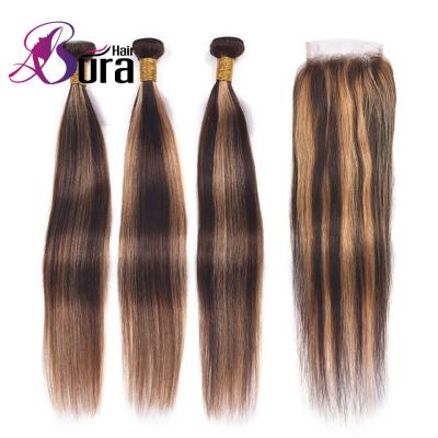 China Silky Straight Wave Brazilian Ombre Hair Bundles Hair Bundles With Color Remy Hair Weave Closure Highlight Bundles for sale