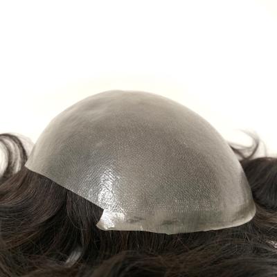 China Full PU 100% Virgin Hair Indian Super Thin Skin Hairpiece Soft Toupee Men Toupee-02 for sale