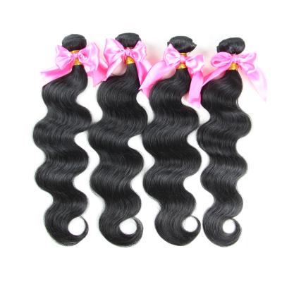 China Body Wave Grade 12A Wholesale 100% Natural Black Virgin Hair Color Body Wave 3 Bundles With 1 Closure Best Quality for sale