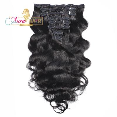 China Body Wave Body Wave Clip In Hair Extensions 100% Hair 8 Pcs/Set Brazilian Remy Hair Extension Natural Color 120 Grams for sale