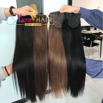 China Silky Straight Unprocessed Virgin High Wave Brazilian Ponytail Hair Can Be Dyed And Bleached Wave Hair For Women for sale