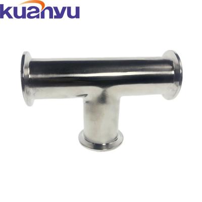 China Low Price Sanitary Equal Short Tee Three Way Tri Flange Food Pipe Fitting SS304 SS316 for sale