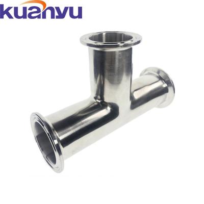 China Food Wholesale SS304 304L 316 Sanitary 316L Equal Clamped Reducing Tee Pipe Fittings for sale