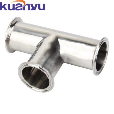 China SS 304 Tri Flange 316 Reducing Sanitary Tee Fittings for sale