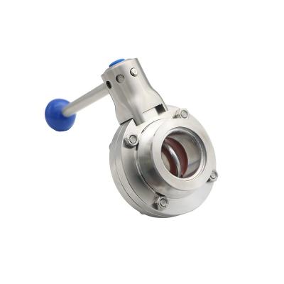 China General Sanitary Clover 4 Inch Ss 304 316 Tri Flange Manual Butterfly Valve Price for sale