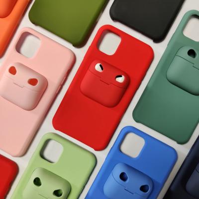 China TENCHEN Anti-drop Slim and Durable 2 in 1 Cover Silicone Case Holder for iPhone and Airpods for sale