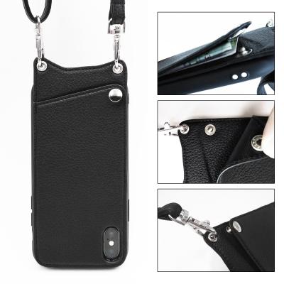 China PU& Leather& Premium fabric TENCHEN leather&pu case cover with strap cross - body phone case for iphone case leather strap for sale