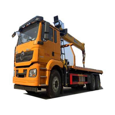 China Road Aid Rescue Shacman 12t Flatbed Tow Truck With Crane Wrecker Truck Price For Sale for sale