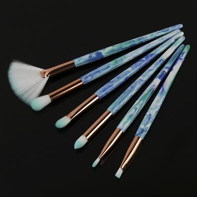 China Angular Blush 2021 6 PCS Free Sample Eyeshadow Details Lip Highlight Concealer Cream Make Up Brushes Blue Marble Custom Eye Makeup Brush for sale