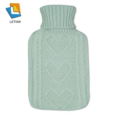 China Natural Rubber Diamonds Twist Rubber Hot Water Bottle Knitted Cover for sale