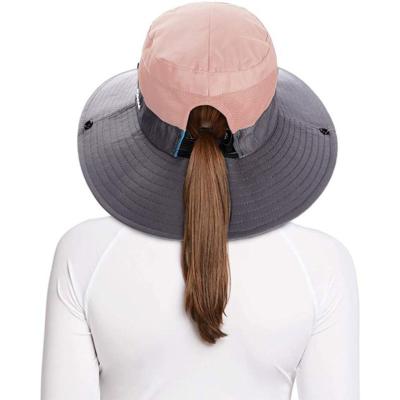 China Outdoor Protectors Protect Radiation Women's Ponytail Sun Hat UV Protection Spill Off Beach Fishing Foldable Hats for sale