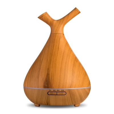 China High Quality Wood Grain Ultrasonic Hotel Humidifier 400ml Electric Oil Aroma Diffuser for sale