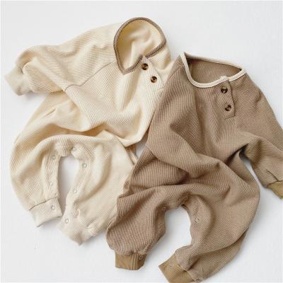 China 100% Cotton Waffle Long Sleeve Romper Autumn Cloth Baby Romper Cheap Casual Newborn Baby Clothes Overalls for sale