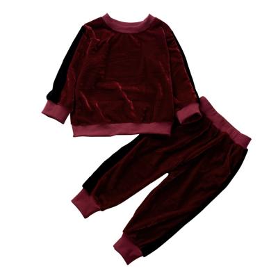 China Velvet Casual Babies 0-5 Years Boutique Two-Piece Suit Sets Kids Outfits Clothes Set for sale